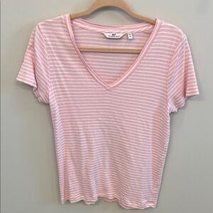 Vineyard Vines Light Pink Striped V-Neck Tee